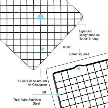 LMETJMA Chef охлаждающая стойка из нержавеющей стали для печенья, безопасная решетка для духовки, охлаждающие стойки для печенья для выпечки, готовки JT135 чёрный