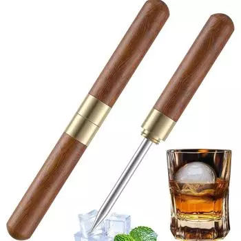 LMETJMA Ice Pick With Cover Stainless Steel Ice Pick with Wooden Handle Kitchen Icepick Bartender Breaking Ice Tool JT290