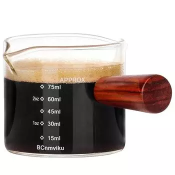 LMETJMA Эспрессо стеклянный мерный стакан с двумя носиками мерный тройной кувшин молочный стакан с двойной шкалой эспрессо стопка JT387 75ML жёлтый