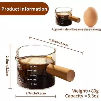 LMETJMA Эспрессо стеклянный мерный стакан с двумя носиками мерный тройной кувшин молочный стакан с двойной шкалой эспрессо стопка JT387 75ML жёлтый