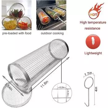 LMETJMA корзина для барбекю на колесиках, сетка для барбекю из нержавеющей стали, переносная сетка для гриля на открытом воздухе, стойка для кемпинга JT50