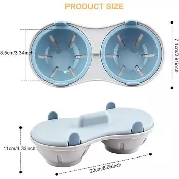 LMETJMA микроволновая печь для приготовления яиц, двухслойная яйцеварка для микроволновой печи, 2 отделения для яиц, пароварка, форма для вареных яиц JT398 синий