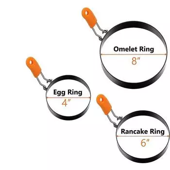 LMETJMA Набор формочек для блинов с кольцами для яиц, набор из нержавеющей стали, формочки для блинов с силиконовой ручкой JT195