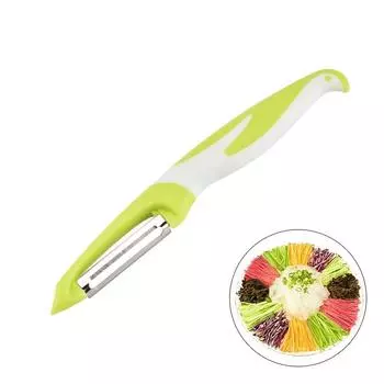 LMETJMA Нож для чистки овощей и фруктов с зубчатым лезвием из нержавеющей стали с эргономичной ручкой и приспособлением для удаления картофельных глазков KC0121 светло-зеленый