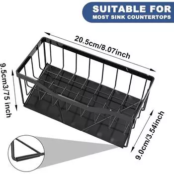 LMETJMA органайзер для кухонной мойки, держатель для губки с автоматическим сливным лотком из нержавеющей стали, полка для хранения мыла и губок JT313