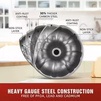 LMETJMA Премиум-формы для торта Рифленые трубчатые формы для торта Сверхпрочная трубчатая форма из углеродистой стали для выпечки Buntelet Bavarois Brownie JT140