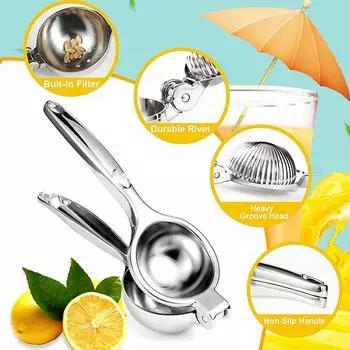 LMETJMA Premium Lemon Squeezer Zinc Alloy Manual Press Juicer Lime Squeezer for Lemon Citrus Orange Fruit JT217