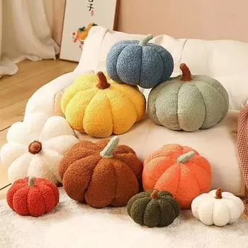 LMETJMA Pumpkin Pillow Soft Pumpkin Plush Throw Pillows Cushion Sofa Throw Pillows Stuffed Pumpkin Decor For Car Bedroom JT412 20cm жёлтый