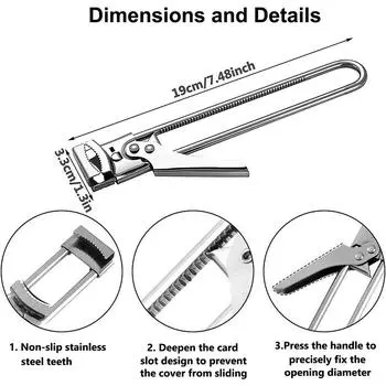 LMETJMA Регулируемый консервный нож из нержавеющей стали, открывалка для банок для слабых рук, удлиненная ручная открывалка для бутылок для крышек любого размера JT180