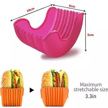 LMETJMA Retractable Reusable Hamburger Sandwich Burger Holders Hamburger Taco French Fry Holders Fixed Box Utensils Clip JT236 красный