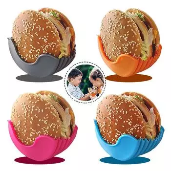 LMETJMA Retractable Reusable Hamburger Sandwich Burger Holders Hamburger Taco French Fry Holders Fixed Box Utensils Clip JT236 красный