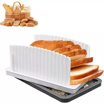 LMETJMA Ручная хлеборезка для домашнего хлеба Модернизированная хлеборезка с регулируемой шириной и поддоном для крошек JT386 белый