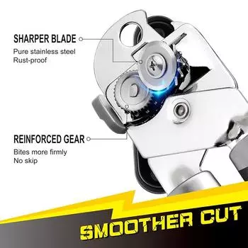 LMETJMA Ручной консервный нож с магнитом из нержавеющей стали, прочный ручной консервный нож, открывалка для бутылок с острым лезвием и гладким краем JT359 чёрный