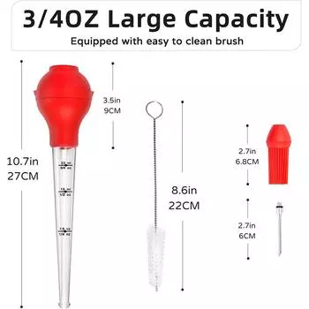 LMETJMA шприц для индейки с кисточкой для поливания мяса на гриле из нержавеющей стали, кухонный шприц для индейки, игла для инжектора мяса JT151 чёрный