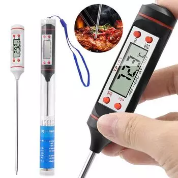LMETJMA Stainless Steel Probe Cooking Thermometer Baking Temperature Food Liquid Paste Oil Temperature Milk Temperature JT-004 белый