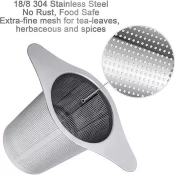 LMETJMA Stainless Steel Tea Infuser Mesh Strainer with Double Handles Large Capacity Tea Steeper to Steep Loose Leaf Tea JT209