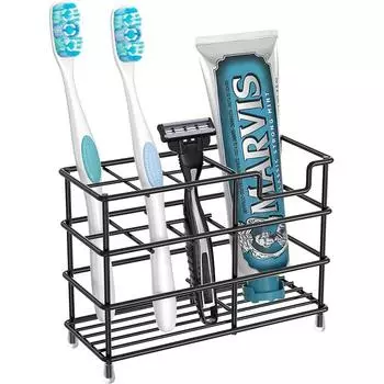 LMETJMA Toothbrush Holder Stainless Steel Bathroom Electric Toothbrush Holder Toothpaste Holder Organizer Stand Caddy JT397