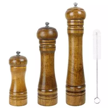 LMETJMA Wood Pepper Grinder Pepper Mill Adjustable Coarseness Wooden Pepper Salt Mill Grinder Salt and Pepper Mills Shakers JT04