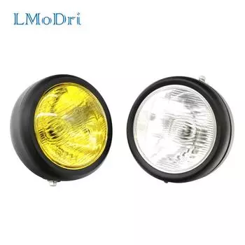 LMoDri мотоциклетная фара, черная металлическая галогенная передняя фара в стиле ретро, 12 В для CG125 GN125 CB CL Yamaha белый