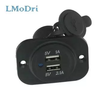 LMoDri Универсальный 12 В мотоциклетный водонепроницаемый двойной USB-порт зарядного устройства Розетка 1A 2.1A с креплением