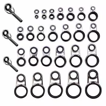 LNJLQW 25 Piece Set Fishing Rod Rod Guide Eye Ring Ceramic Ring Stainless Steel Fishing Rod Fishing Rod Guide Eye Various Sizes Replacement Repair
