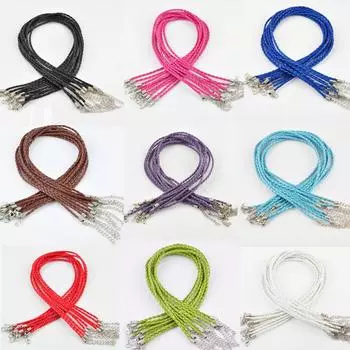 LNRRABC 10 шт./лот регулируемые плетеные веревочные браслеты из искусственной кожи и подвески для ожерелья фурнитура с застежкой-лобстером зелёный