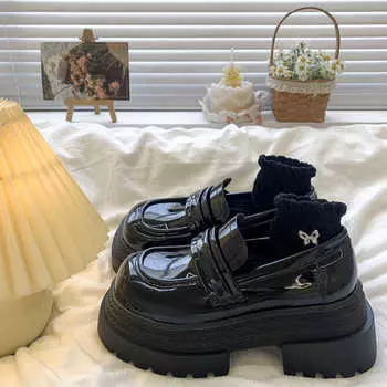 Loafer single shoes women s new spring thick heel platform shoes retro small Mary Jane shoes 35