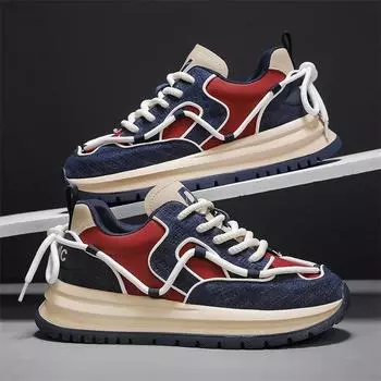 Лоферы Мужские кроссовки Мужские кроссовки Спорт и отдых Нескользящие Круглый носок Скейтборд Износостойкие Толстая подошва Мода Новые 39 чёрный