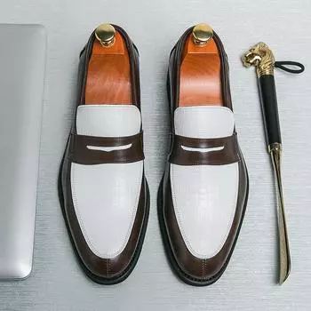 Лоферы мужские модные с круглым носком без застежек деловые свадебные туфли ручной работы размер 38-46 38 коричневый