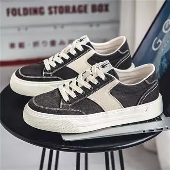 Loafers Platform Sports Shoes Shoes for Men Casual Sneaker Soft and Comfortable Canvas Skateboard Sports and Leisure Ventilate 39 черный серый