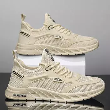 Loafers Platform Sports Shoes Sports and Leisure Casual Sneaker Male Sneakers Non-slip Ventilate Wear-resistant All-match New 39 бежевый