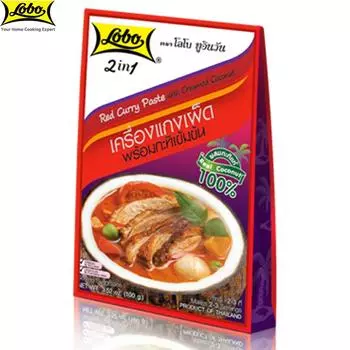 Lobo Red Карри Паста со сливочным кокосом, без глутамата натрия, красителей или консервантов / Составляет 2-3 порции, тайская еда, 100 г 100 g