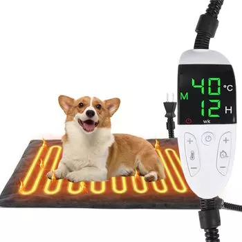 Loboout Hot Carpet для постоянной температуры, плавная регулировка температуры для домашних животных, 12-шаговый таймер, обогреватель для собак, небольшой обогреватель, спиральный обогреватель для всего тела, перегрев, укус, холод