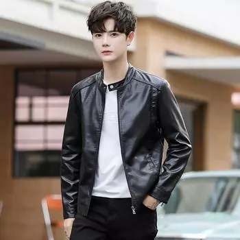 Locomotive Clothing Кожаная куртка Мужская куртка Осень и зима Новый тренд Простая флисовая термокожаная куртка для езды на мотоцикле M