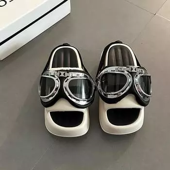 Locomotive glasses wear slippers outside women s summer new niche design fashionable thick bottom heightening sandals 36-37