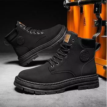 Locomotive Martin boots men s 2025 autumn and winter new high-top British style tooling boots thick-soled non-slip and wear-resistant rhubarb boots m 36