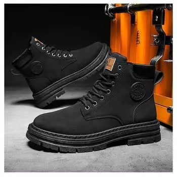 Locomotive Martin Boots Men s 2025 High Top Men s Shoes British Retro Teen Tooling Shoes Men s Retro Martin Boots Men s 39 жёлтый