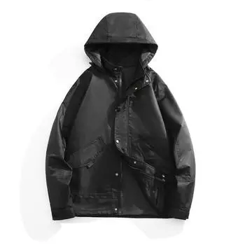 Locomotive Осенне-зимняя мужская куртка Весенне-осенний тренд Свободная универсальная куртка для мальчиков Красивая мужская одежда M чёрный