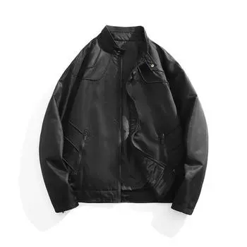 Locomotive Осенне-зимняя мужская куртка Весна и осень Новая модная брендовая свободная универсальная куртка для мальчиков Красивая мужская одежда M чёрный