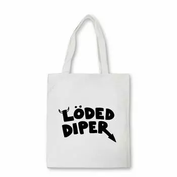 LODED DIPER DIARY OF A WIMP KID, холщовая сумка, женские холщовые сумки на плечо для женщин, сумка для покупок, большая вместительная сумка-шоппер 24*26cm чёрный