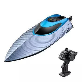 Лодка с дистанционным управлением, 2,4G, 45 км/ч, скоростной катер с дистанционным управлением и функцией сброса опрокидывания, светодиодная подсветка, высокоскоростной электрический корабль, игрушка для детей, мальчиков 1 Battery серебряный