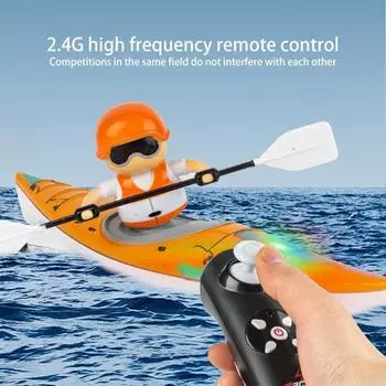 Лодка с дистанционным управлением 2,4G, красочное весло с дистанционным управлением, гребля со светодиодной подсветкой, водонепроницаемый корабль оранжевый