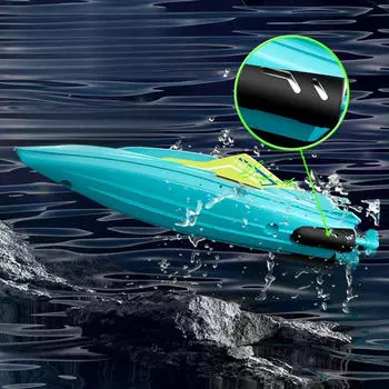 Лодка с дистанционным управлением Мини RC подводная лодка игрушка Открытый легкий левый поворот направо скоростной катер синий