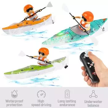 Лодка с дистанционным управлением, вращающаяся на 360 градусов, двухрежимная, быстрая, радиоуправляемая лодка для бассейнов, озер A Blue