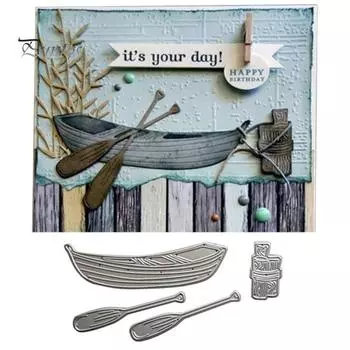 Лодка весло металлический трафарет DIY скрапбук бумажная карта декоративный ремесленный трафарет серебряный