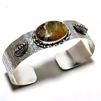 Лодолит Кварц Драгоценный камень 925 Посеребренный браслет ручной работы Ювелирные изделия Манжеты