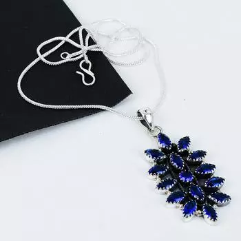 Lodon Blue Topaz Gemstone Handmade 925 Sterling Silver Electroform Flower Collar, Lodon Blue Topaz Silver For Wife Unisex Cushion For Wife Umbrella Gifts 20 синий