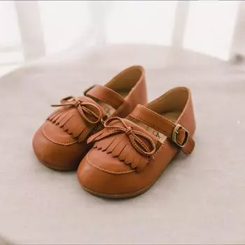Лоферы Baby Jam унисекс с лентой и усами бежевого цвета-A063 120