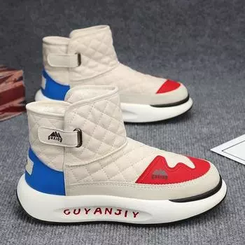 Лоферы Ботильоны Зимние ботинки для мужчин Зимние повседневные кроссовки Мужские кроссовки Водонепроницаемые Толстая подошва Износостойкие Нескользящие Теплые 39 бежевый