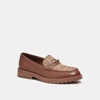 Лоферы Coach Brooks In Signature из жаккардового цвета хаки с темным седлом